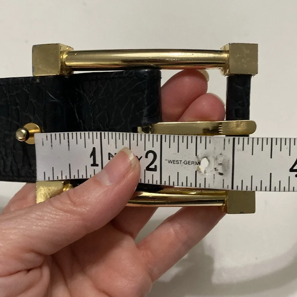 Black WIDE Belt with Croc design and Gold Buckle - Picture 11 of 14